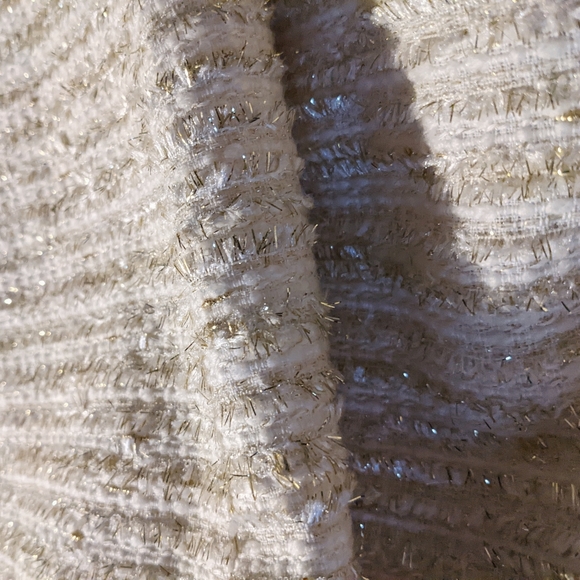 NBD Revolve Ivory Tweed & Metallic Gold Fringe Holiday Mini Dress - Picture 10 of 10